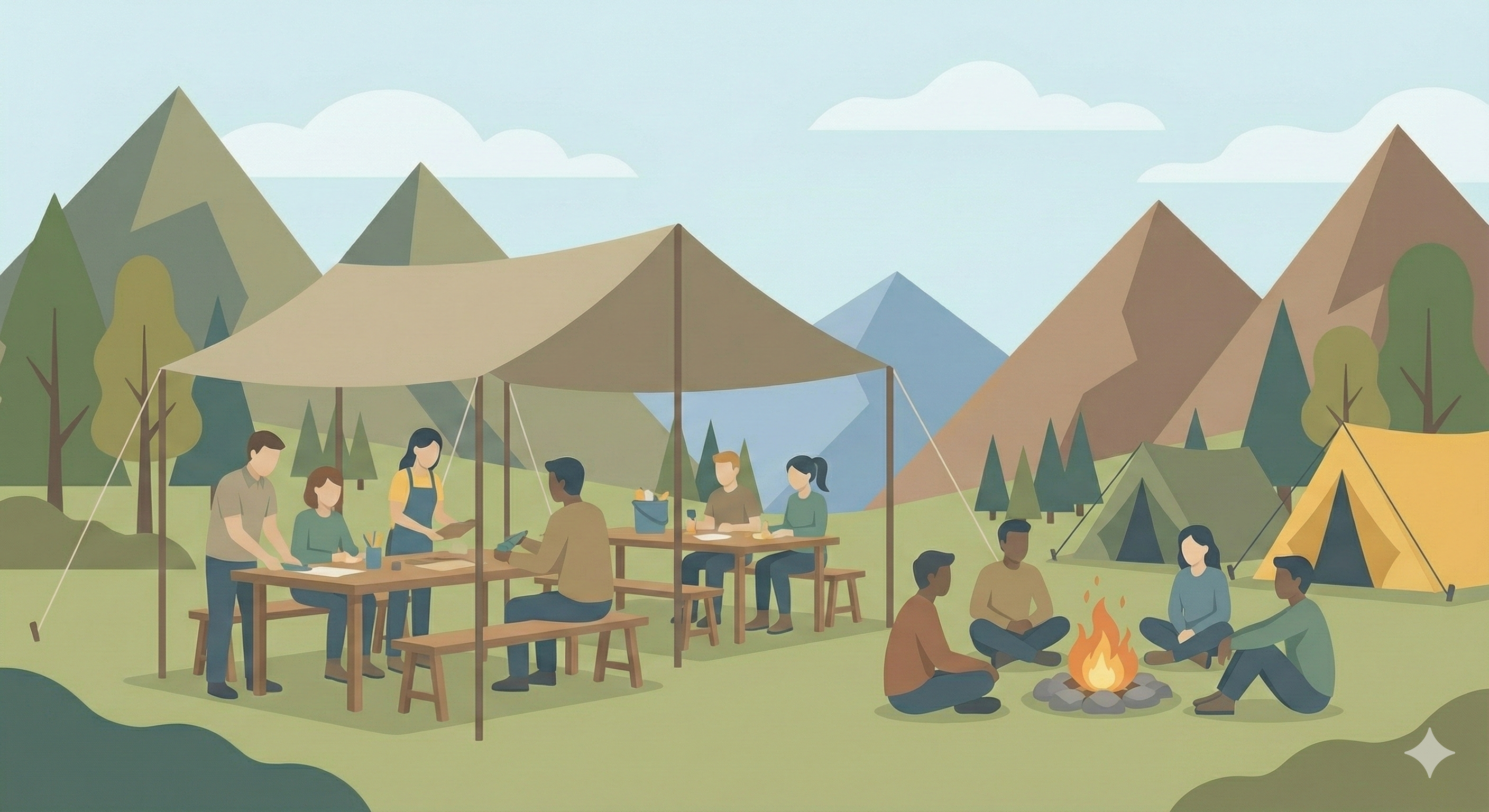 Group hiking in Japan